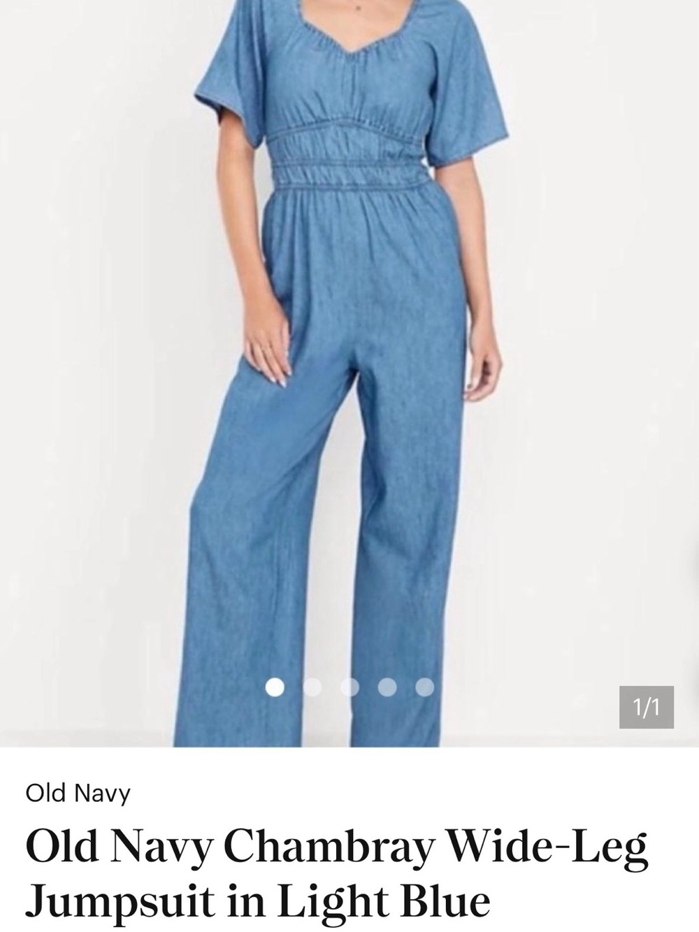 Old Navy Chambray Wide-Leg Jumpsuit - Large Petite Blue